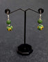 Two Bead Blue Pottery Earrings (Green & Yellow)